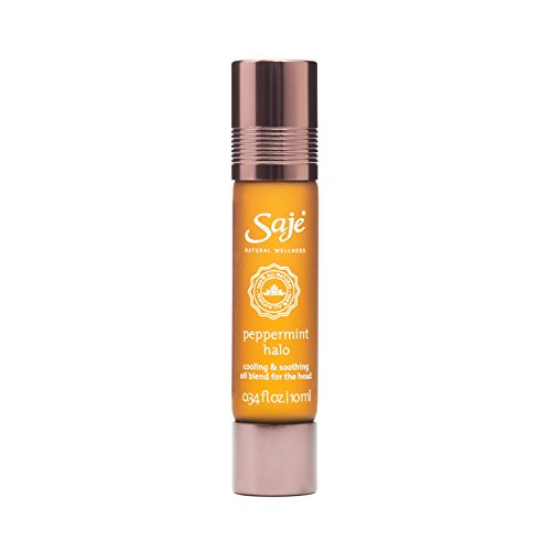 Saje Peppermint Halo Essential Oil Blend, Soothes The Head, Roll-On Application, 100% Natural (0.34 fl oz)