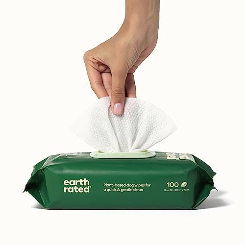 Earth Rated Plant Based Dog Wipes, Unscented, 100 Count