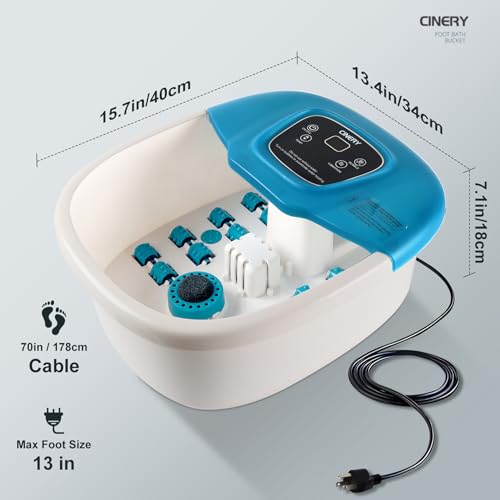 CINERY Foot Spa Bath Massager - Heat, Bubbles, Vibration, & 16 Rollers