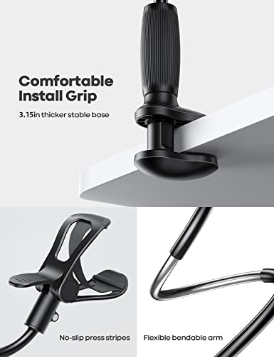 Lamicall Gooseneck Phone Holder for Bed with Upgraded Stable Clip