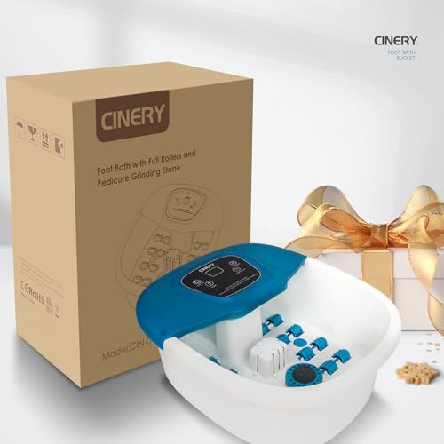 CINERY Foot Spa Bath Massager - Heat, Bubbles, Vibration, & 16 Rollers