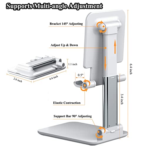 Meetuo 2 Pcs Adjustable Cell Phone Stand for Desk - Foldable & Portable (Black+White)