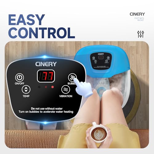 CINERY Foot Spa Bath Massager - Heat, Bubbles, Vibration, & 16 Rollers