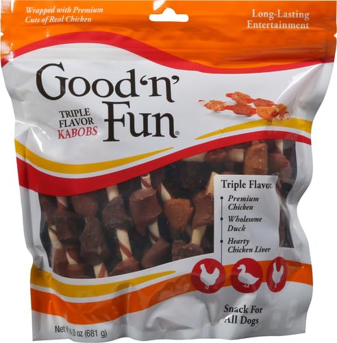 Good 'n' Fun Triple Flavored Rawhide Kabobs for Dogs, 1.5 Pound