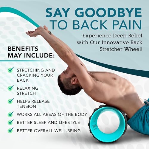 ZENORA Back Stretcher, Back Cracker & Back Roller, Back Pain Relief Product, Yoga Wheel, Foam Roller for Back, Back Stretching & Back Cracking Device, Back Popper. Comes with Instructions & Carry Bag