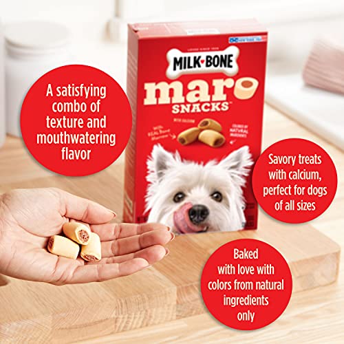 Milk-Bone MaroSnacks Dog Treats, Beef, 40 Ounce - Real Bone Marrow Center, Crunchy Shell