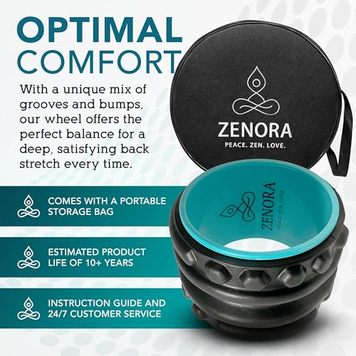 ZENORA Back Stretcher, Back Cracker & Back Roller, Back Pain Relief Product, Yoga Wheel, Foam Roller for Back, Back Stretching & Back Cracking Device, Back Popper. Comes with Instructions & Carry Bag