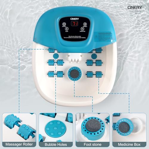 CINERY Foot Spa Bath Massager - Heat, Bubbles, Vibration, & 16 Rollers