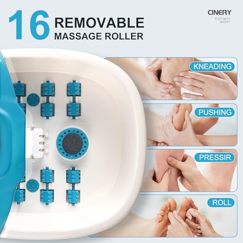 CINERY Foot Spa Bath Massager - Heat, Bubbles, Vibration, & 16 Rollers