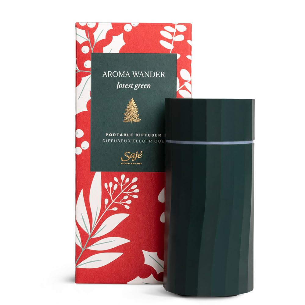 Saje Aroma Wander, Portable Ultrasonic Essential Oil Diffuser, Cordless & Rechargeable, 1.7 fl oz Capacity (Forest Green)