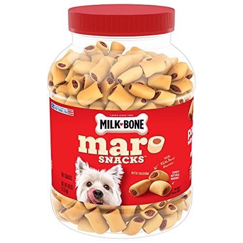 Milk-Bone MaroSnacks Dog Treats, Beef, 40 Ounce - Real Bone Marrow Center, Crunchy Shell