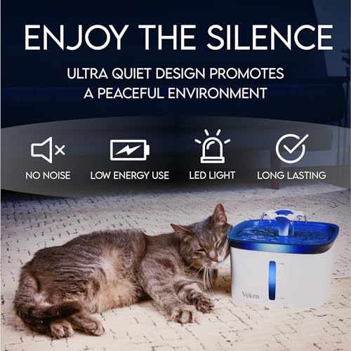 Veken 95oz/2.8L Pet Fountain, Automatic Cat Water Fountain Dog Water Dispenser