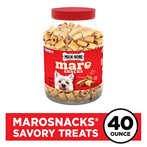 Milk-Bone MaroSnacks Dog Treats, Beef, 40 Ounce - Real Bone Marrow Center, Crunchy Shell