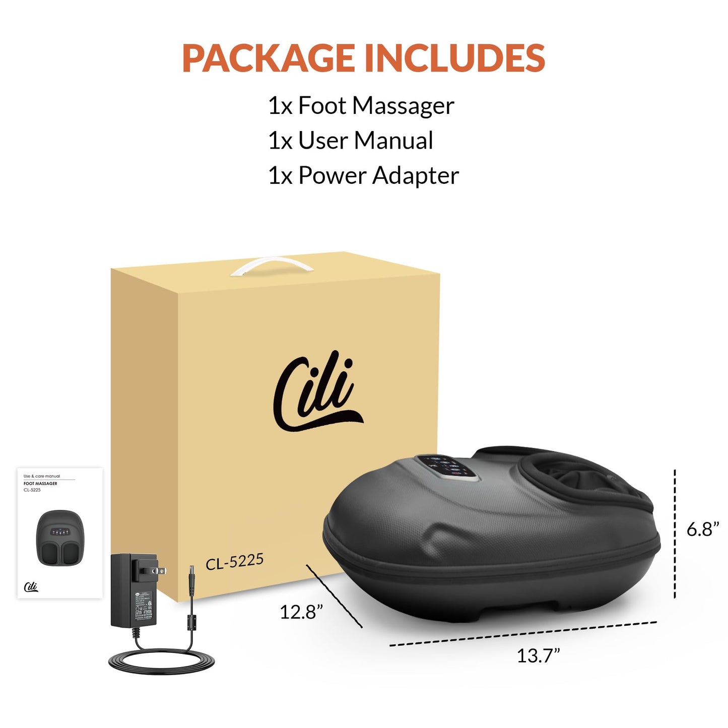 CILI Shiatsu Foot Massager Machine - Heated, Kneading, Compression, Vibration