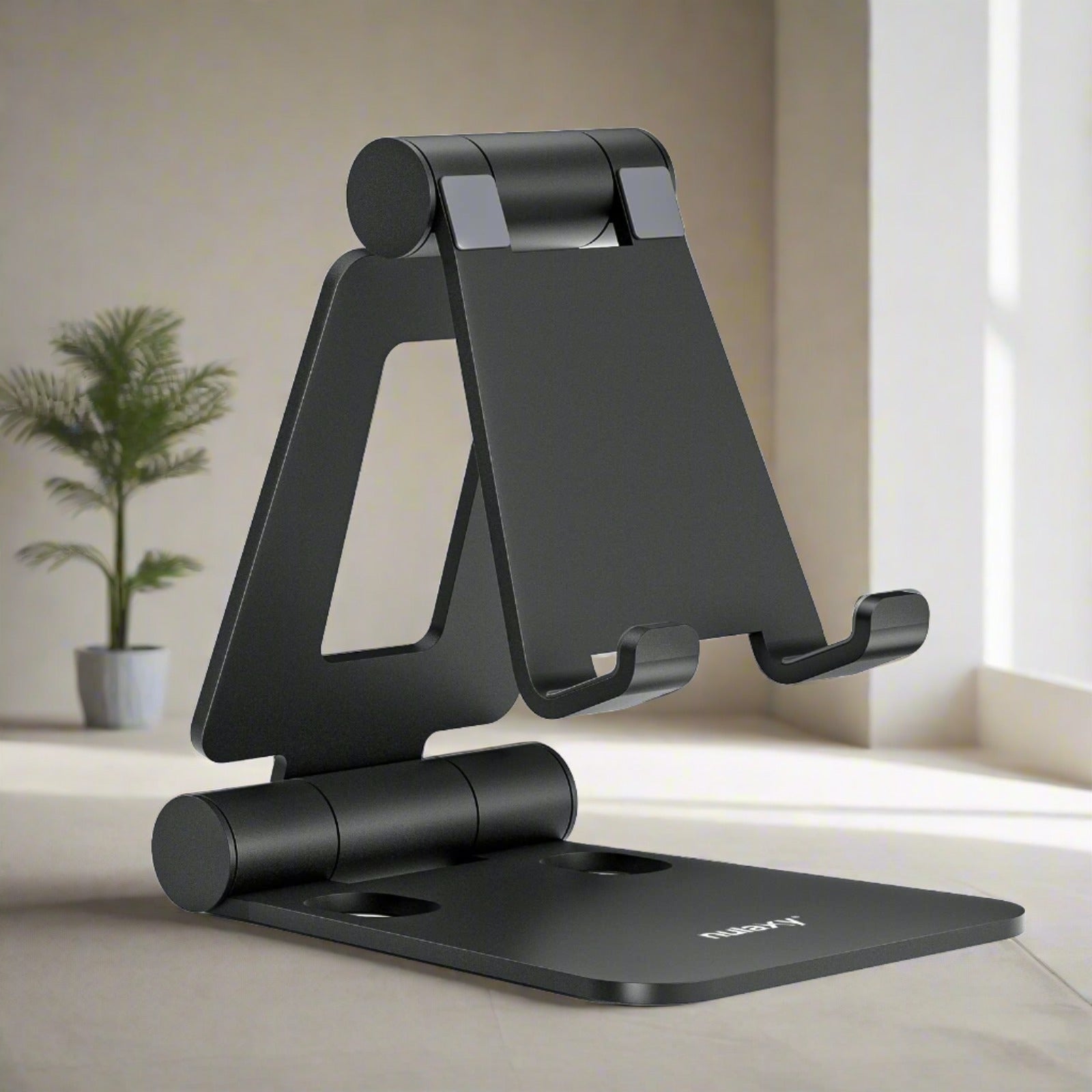Nulaxy Dual Folding Cell Phone Stand - Fully Adjustable Phone Holder for Desk (Black)