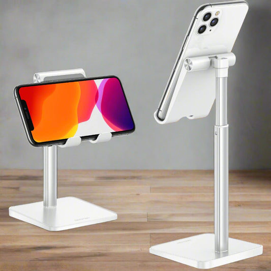 OMOTON Adjustable Desk Phone Stand - Height & Angle Adjustable (Silver)