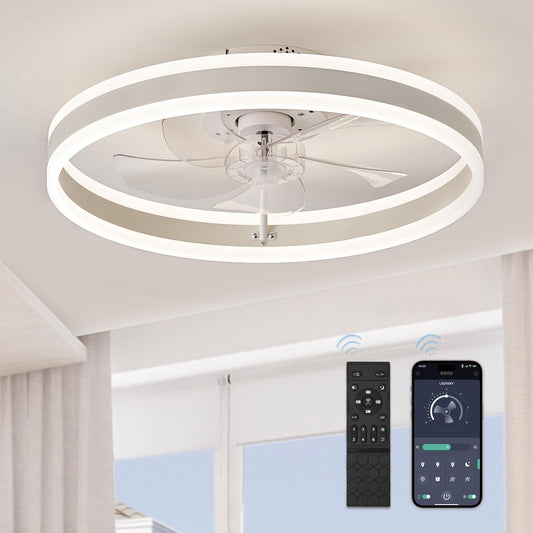 LEDIARY Low Profile Ceiling Remote Control Fans with Lights