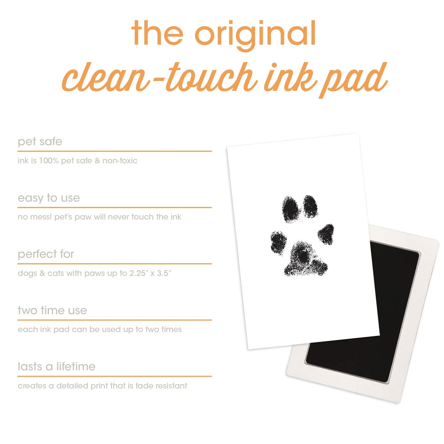 Pearhead S/M Paw Print Clean Touch Ink Pad, Dog or Cat Pet Owner Keepsake