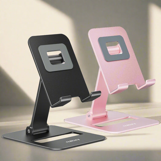 Nulaxy 2 Pack Dual Folding Cell Phone Stand - Black & Rose Gold