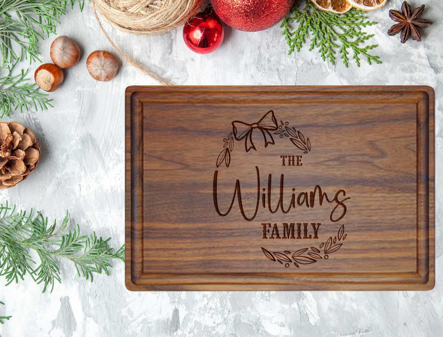 Tayfus Customized Wood Cutting Boards - Custom Engraved Wooden Chopping Block for Kitchen - Unique Personalized Gift Ideas for Christmas, Thanksgiving, New Year, Anniversary