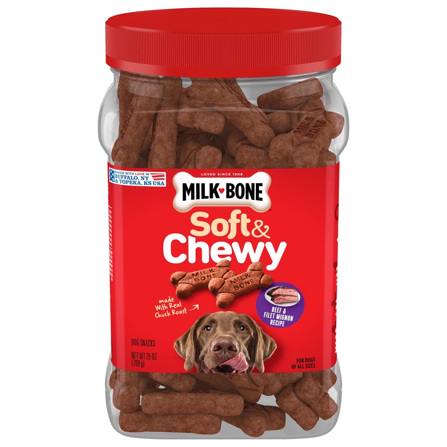 Milk-Bone Soft & Chewy Dog Treats, Beef & Filet Mignon Recipe, 25 Ounce