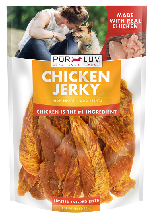 Pur Luv Dog Treats, Chicken Jerky for Dogs, Made with 100% Real Chicken Breast