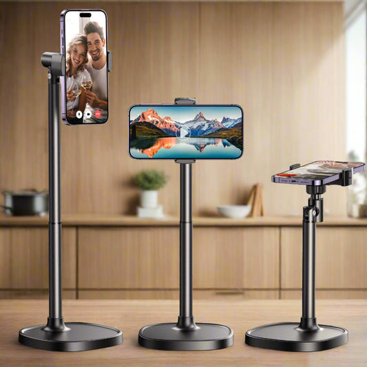 DIMONCOAT Adjustable Height Foldable Cell Phone Stand for Desk - Black