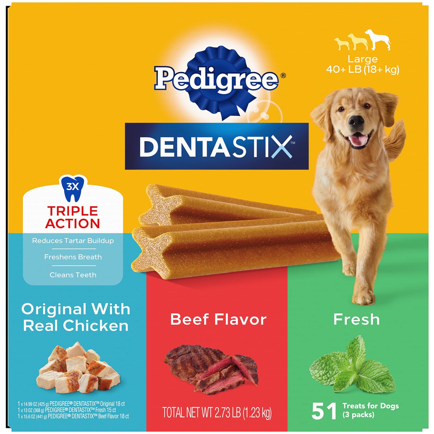 PEDIGREE DENTASTIX Large Dog Dental Care Treats Variety Pack, 51 Treats