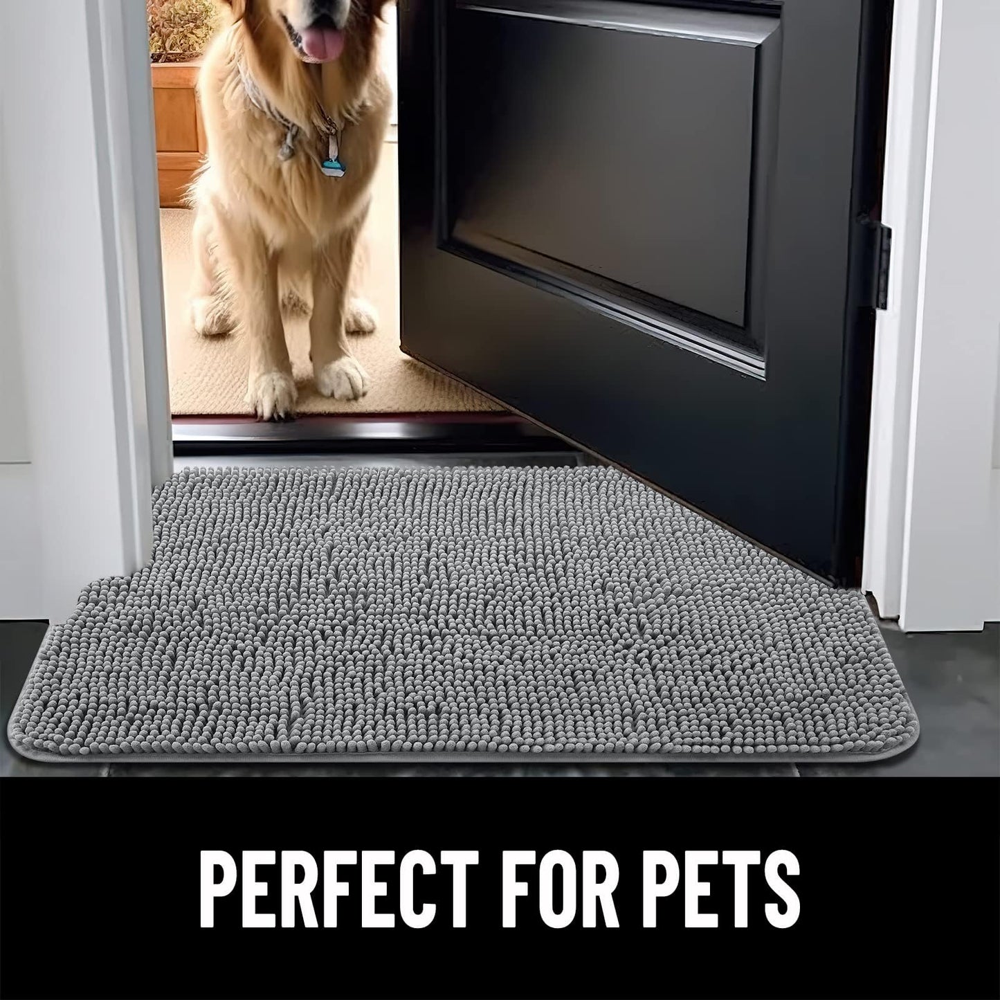 OLANLY Dog Door Mat for Muddy Paws, Absorbs Moisture and Dirt - Non-Slip Washable Mat