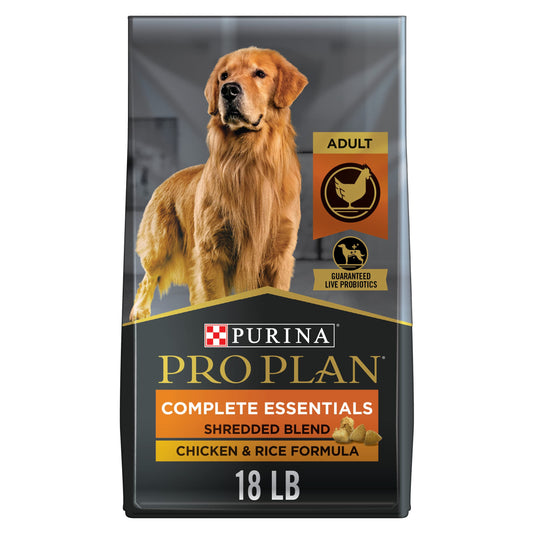 Purina Pro Plan High Protein Dog Food With Probiotics, Shredded Blend Chicken & Rice - 18 lb. Bag