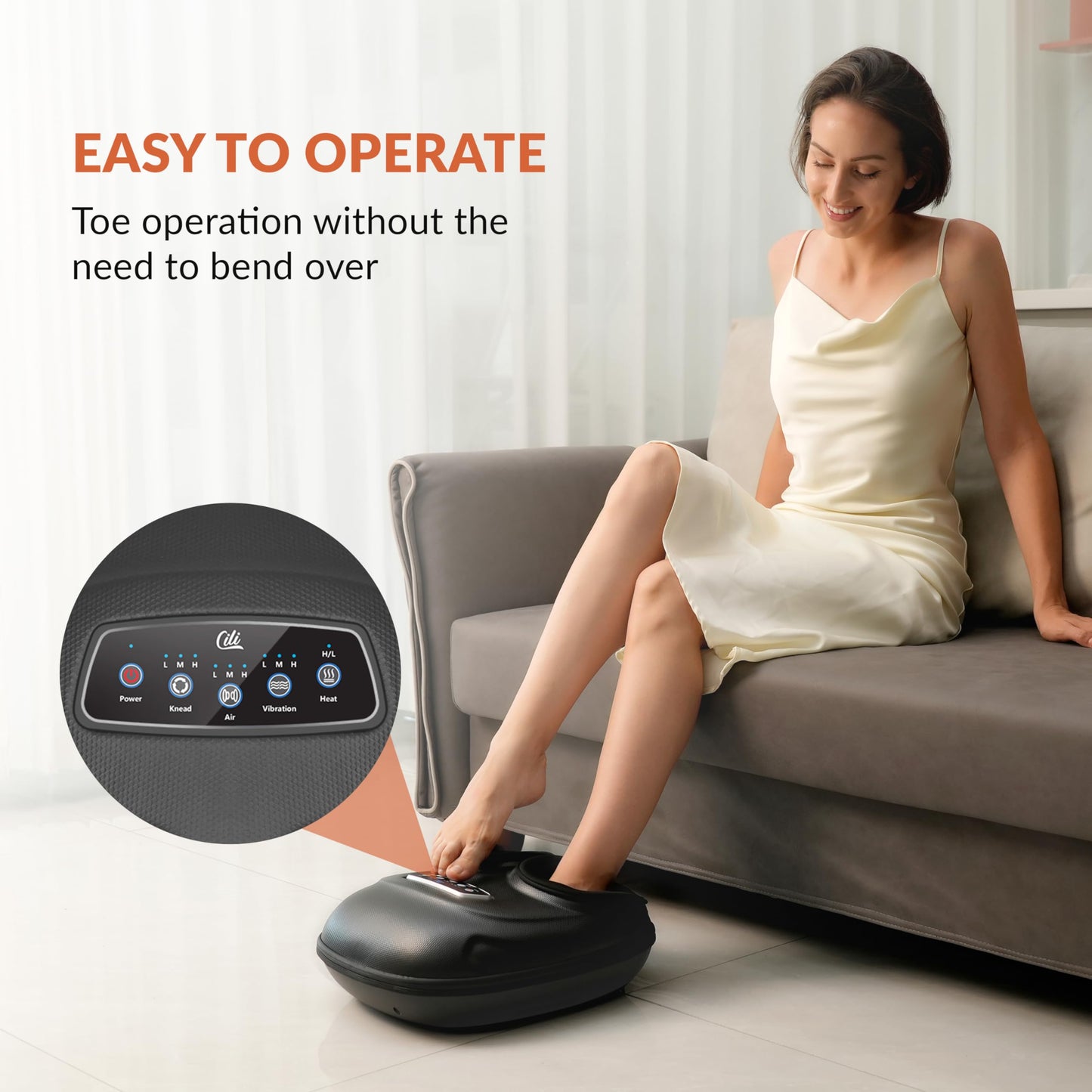 CILI Shiatsu Foot Massager Machine - Heated, Kneading, Compression, Vibration