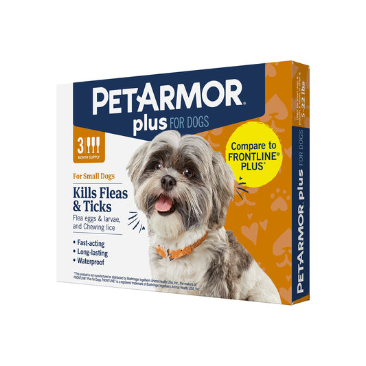 PetArmor Plus Flea and Tick Prevention for Dogs, Waterproof Topical, Small Dogs (5-22 lbs), 3 Doses