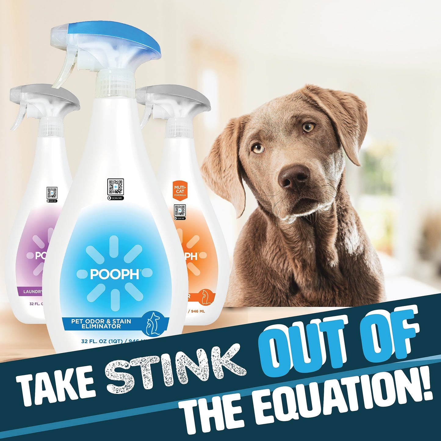 POOPH Pet Odor Eliminator Spray, 32oz - Fragrance-Free, Instant Action