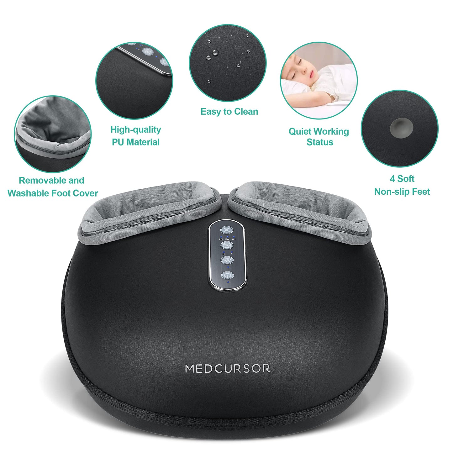 Medcursor Foot Massager Machine with Heat, Delivers Relief for Tired Muscles & Plantar, Deep Kneading Therapy, Multi-Level Settings for Home, Office Use